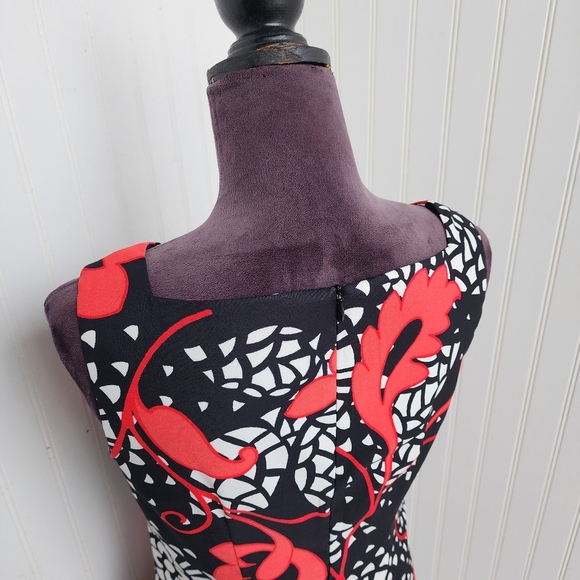 ALYX Limited Sleeveless Geometric Floral Black White & Red Shift Dress Size 6 - Picture 7 of 14